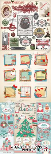 Christmas frames, labels, ribbons, stickers 0297