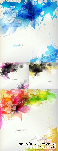Background with colorful flower and blots 0302