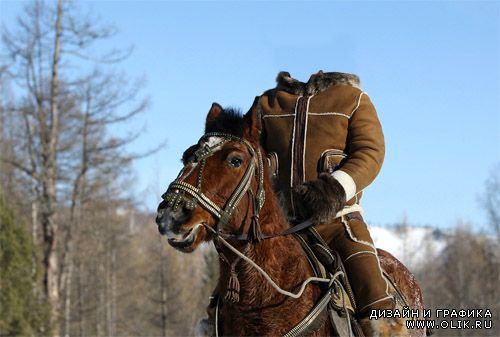 Мужской шаблон PSD - прогулка на лошадях