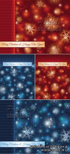 Red & Blue Christmas Patterns Vector