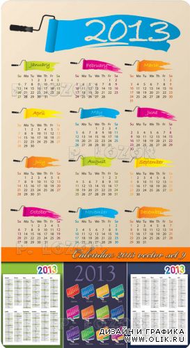Календари на 2013 год часть 9 | Calendar 2013 vector set 9