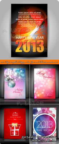 2013 год Флаеры с новым годом и рождеством | 2013 Flyer template Happy New Year and Christmas vector set 2
