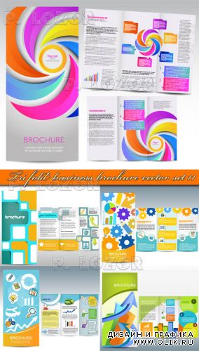 Бизнес брошюра из трёх страниц часть 11 | Tri fold business brochure vector set 11