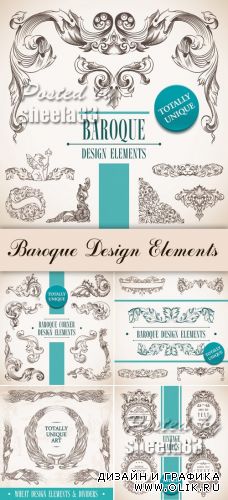 Baroque Style Design Elements Vector