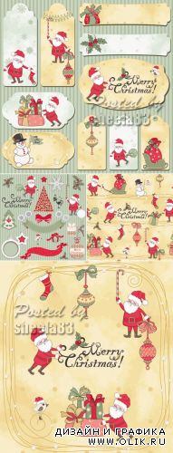 Funny Christmas Cards Vector