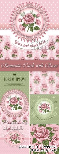 Romantic Cards with Roses Vector