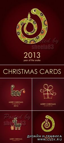 Simple Christmas Cards Vector 4