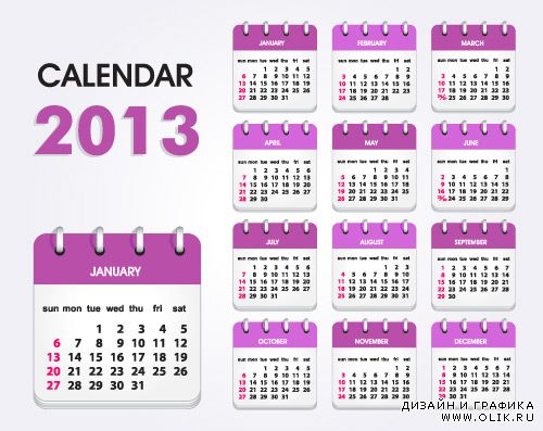 Календарь на 2013 год (vector calendar 2013)