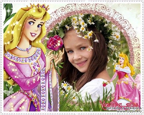 Рамка для фотошопа - В цветочном саду у принцессы 