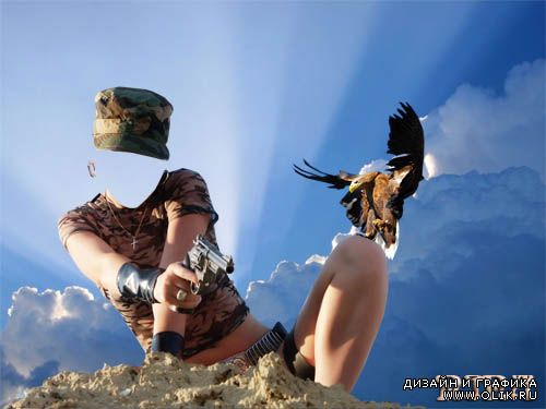 Шаблон для фотошоп-Девушка и орел