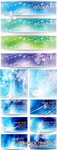 Set of blue backgrounds, banners and busines cards 0343