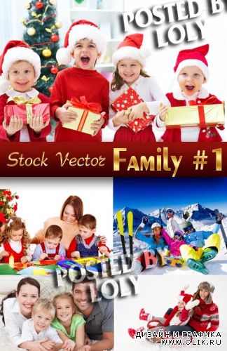 Большая семья на Рождество #1 - Растровый клипарт