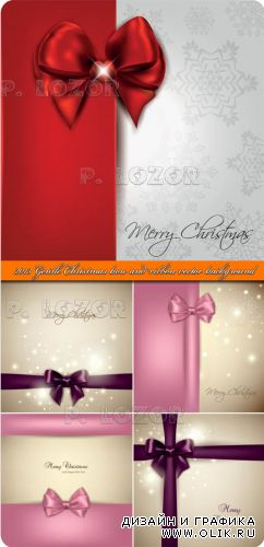 2013 Нежные рождественские фоны с лентой и бантом | 2013 Gentle Christmas bow and ribbon vector background