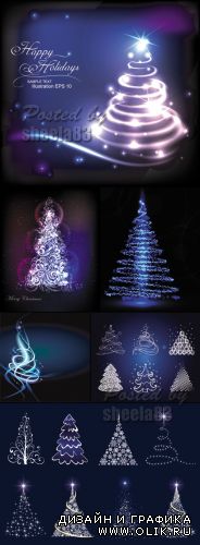 Blue Christmas Trees Vector