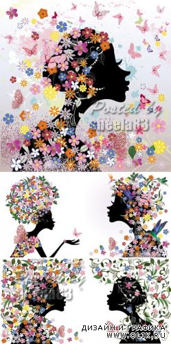 Spring Girl with Butterflies Vector