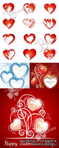 Design of decorative hearts set 0360