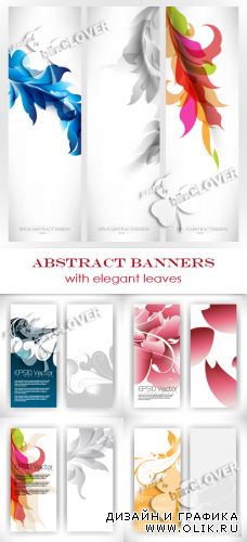 Abstract banners with elegant leaves 0361