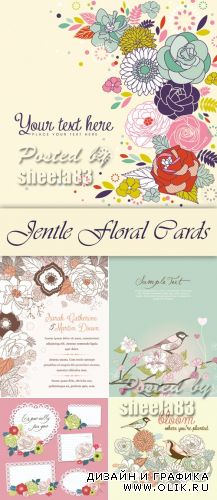 Jentle Floral Cards Vector