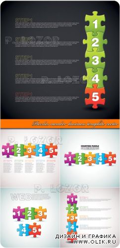 Бизнес шаблон пазлы с цифрами | Puzzles number business template vector