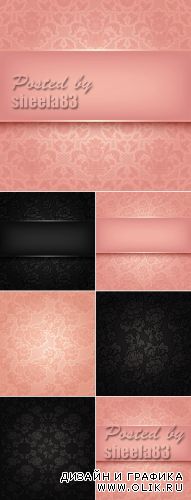 Pink & Black Floral Patterns Vector