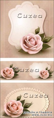 Поздравительная ретро карточка с розовой розой в векторе
