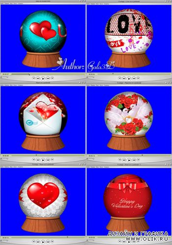 Футажи - "Вращающиеся шары на пьедестале" на синем фоне
