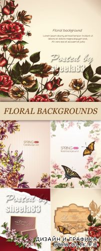 Vintage Floral Backgrounds Vector 2