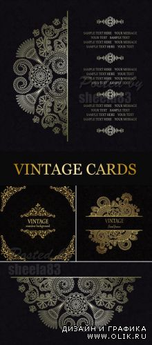 Black Vintage Cards Vector 2
