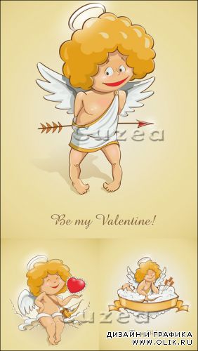 Ангелочек в векторе ко дню Валентина