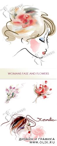 Womans face and flowers 0372
