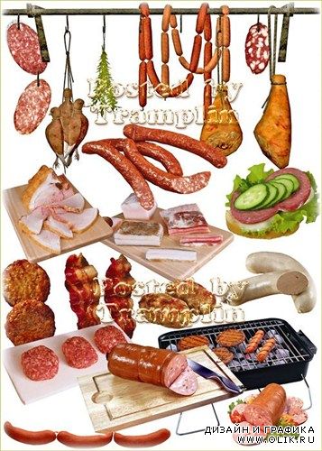 Клипарт – Котлеты, сосиски, колбаса, сало, бутерброды