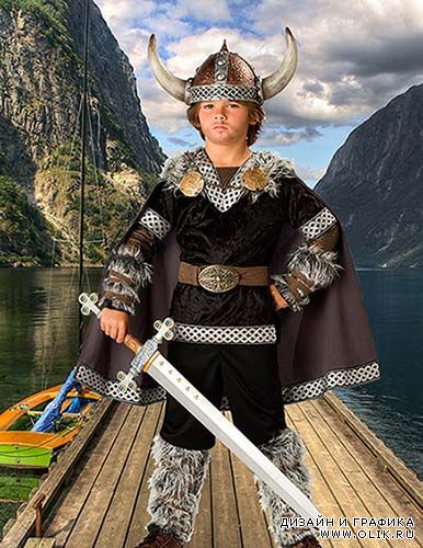 Детский фотошаблон - В стране викингов