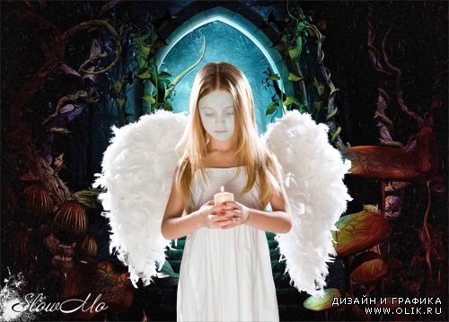 Детский шаблон для фотошопа - Юный ангелочек