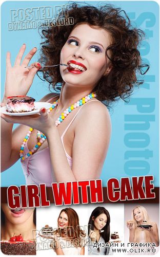 Девушка с пирожным - Растровый клипарт