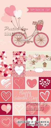 Pink Valentine's Day Cards Vector 2