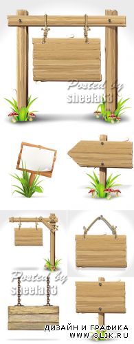 Wooden Signs & Boards Vector