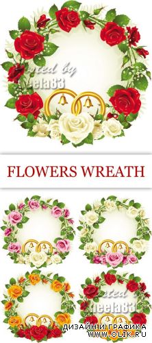 Wedding Flowers Wreath Vector