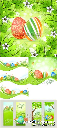 Vector clipart by Easter in green tone