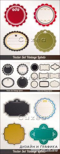 Vintage color labels in vector