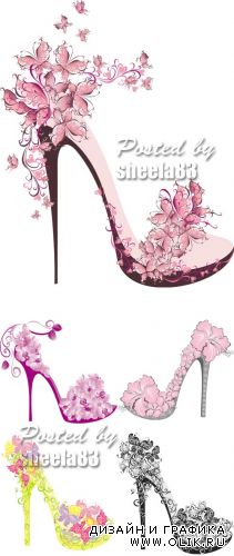 Floral Woman's Shoes Vector
