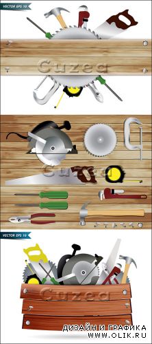 Векторный набор строительных инструментов/ Construction hardware tools collage in vector