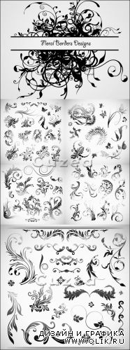 Винтажные цветочные элементы / Vintage Design Ornament Flowers in vector