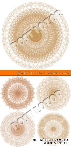 Гильош декоративные элементы | Guilloche decorative round patterns vector