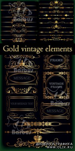Gold vintage design elements vector / Золотые винтажные дизайн элементы
