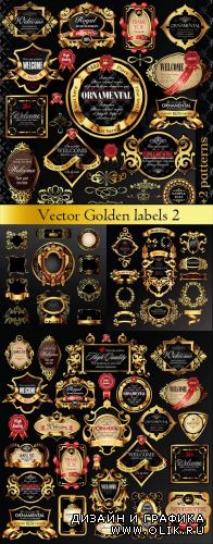 Vector Golden labels with heraldry elements 2 / Векторные золотые ярлыки с геральдическими элементами 2