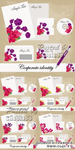 Floral Corporate Identity Templates Vector