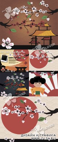 Japanese card with blossom sakura 0397