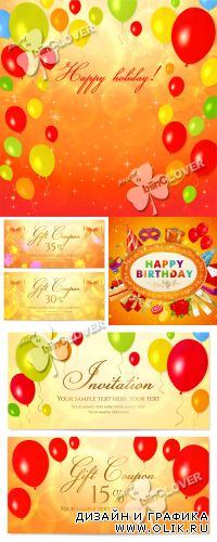 Greeting card and banner with balloons 0402