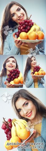 Woman with fresh fruit 0406