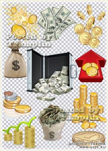 Клипарт – Золотые монетки , деньги и денежные концепции